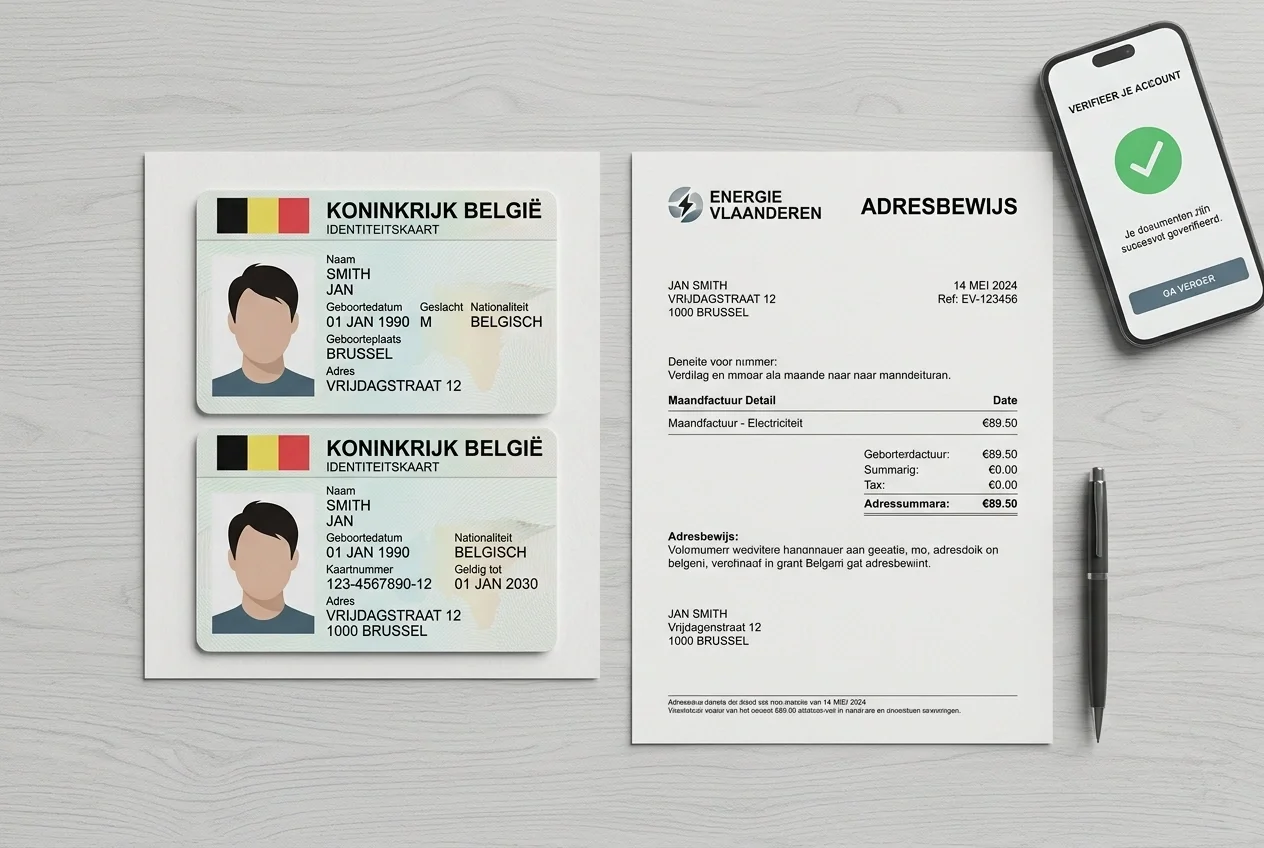 Identiteitskaart en adresbewijs klaar voor Skrill KYC-verificatie